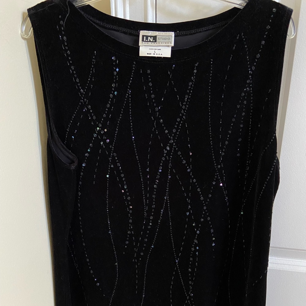 IN Studio Top Black Silver Sequin Large